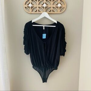 Free People Cleo Bodysuit Black XS